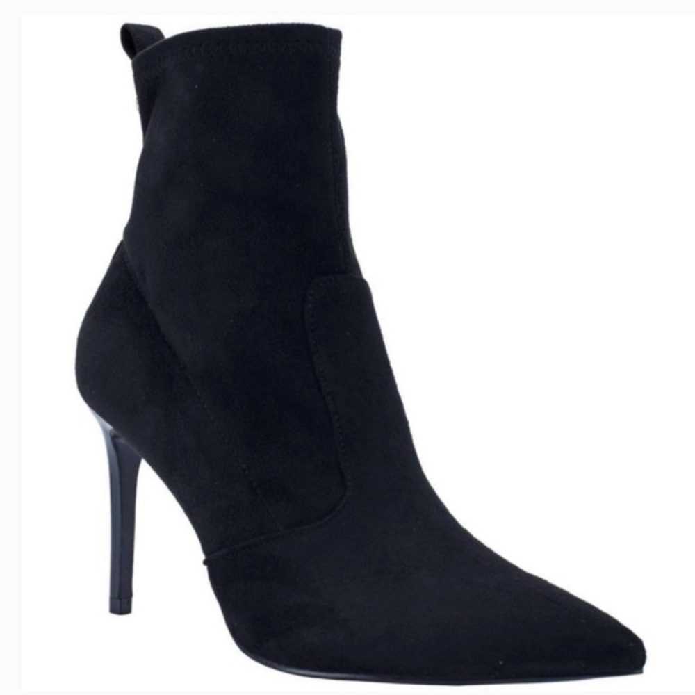 Guess Black Faux Suede Heel Boots Size 6.5 New In Box
